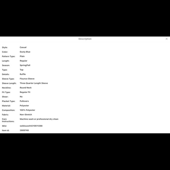 DUSTY BLUE SOLID KEYHOLE BACK FLOUNCE SLEEVE TOP - Picture 6 of 7